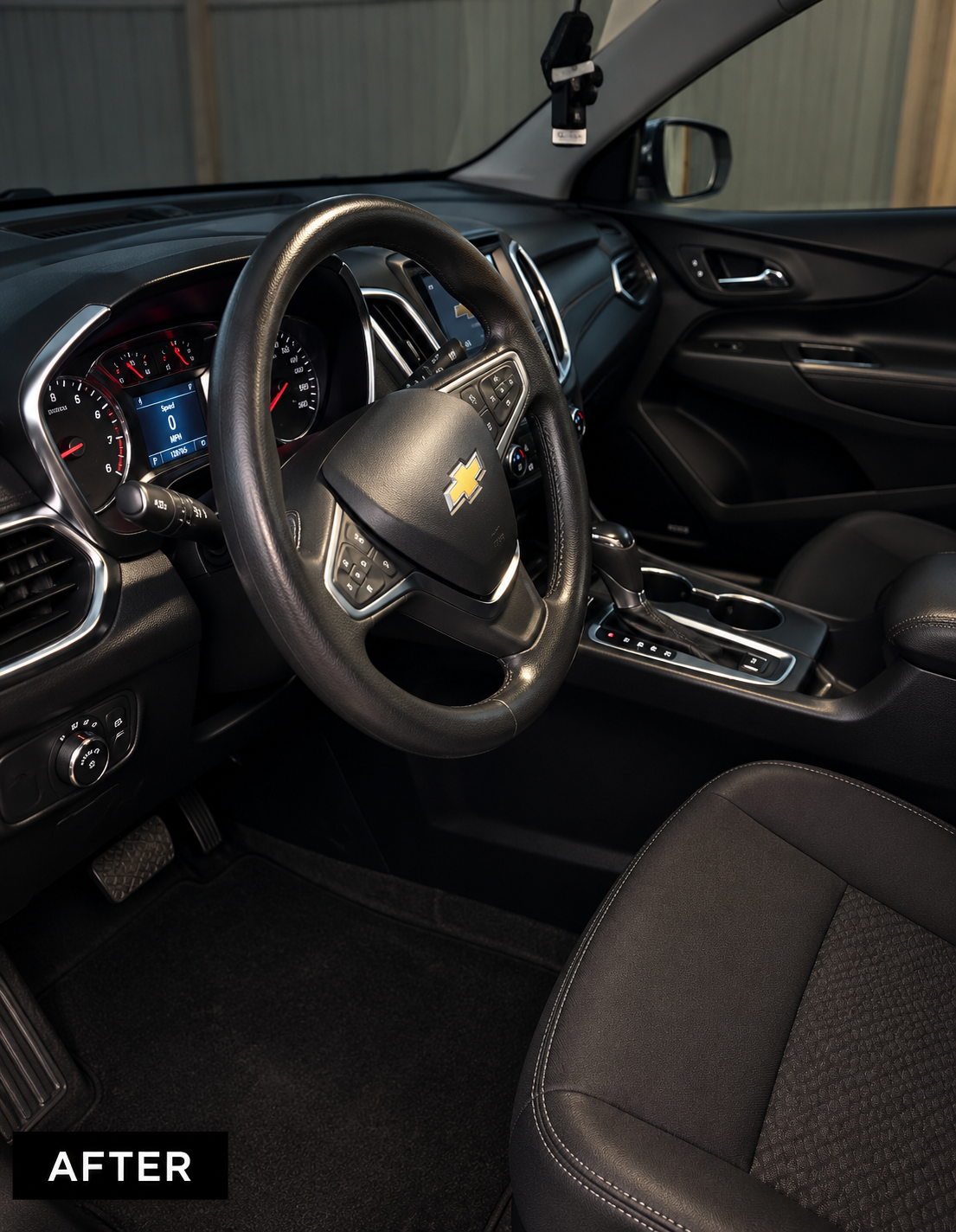 Vehicle interior after detailed cleaning